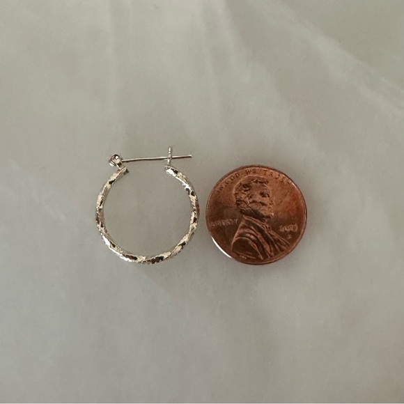 14k Solid Gold Twist Hoop Earrings - Picture 6 of 15